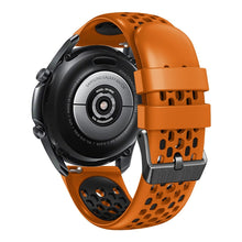 22mm Universal dual color five row hole style silicone watch strap - Orange / Black#serie_1