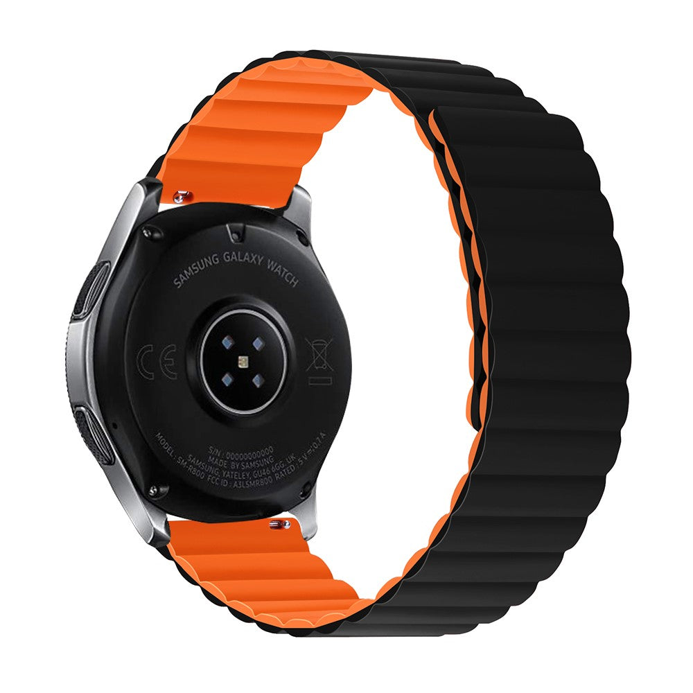 22mm Universal silicone watch strap - Black / Orange Size: L#serie_2