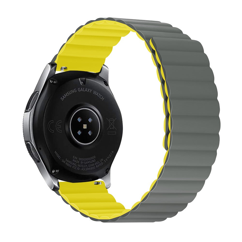 22mm Universal silicone watch strap - Grey / Yellow Size: L#serie_8