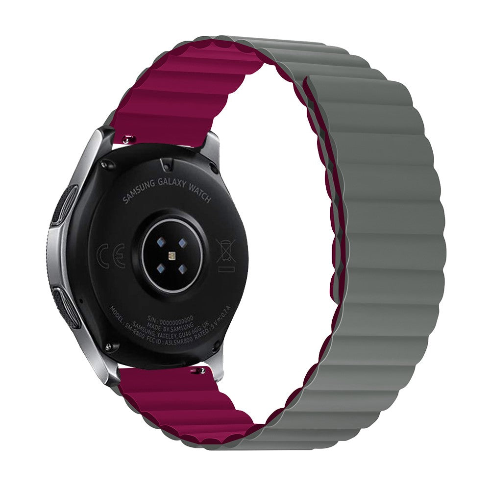 22mm Universal silicone watch strap - Grey / Wine Red Size: L#serie_9
