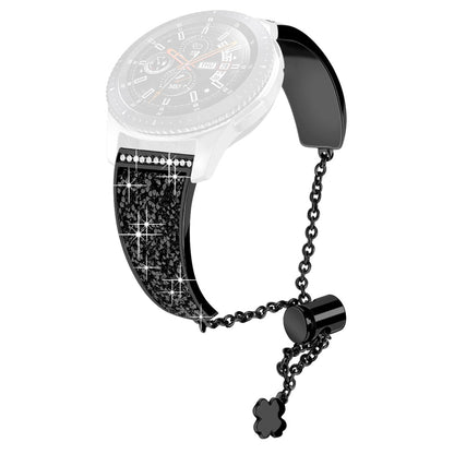 22mm Universal glitter décor metal strap - Black / Black Rhinestone#serie_2