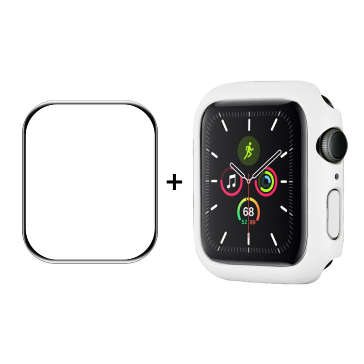 Fint Apple Watch Series 7 41mm Cover med Skærmbeskytter i Hærdet Glas - Hvid#serie_2