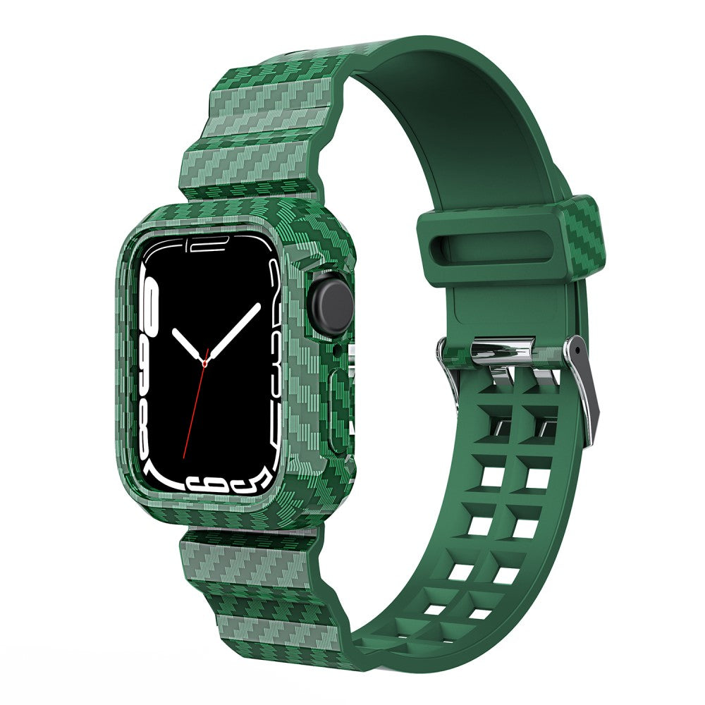 Rigtigt hårdfør Apple Watch Series 7 41mm Silikone Rem - Grøn#serie_3