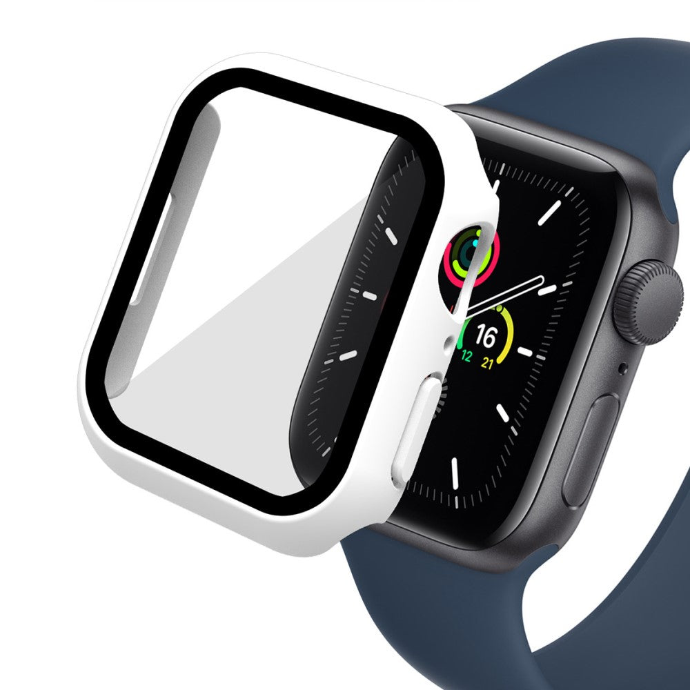 Meget Fed Apple Watch Series 7 41mm Cover med Skærmbeskytter i Plastik og Hærdet Glas - Hvid#serie_5