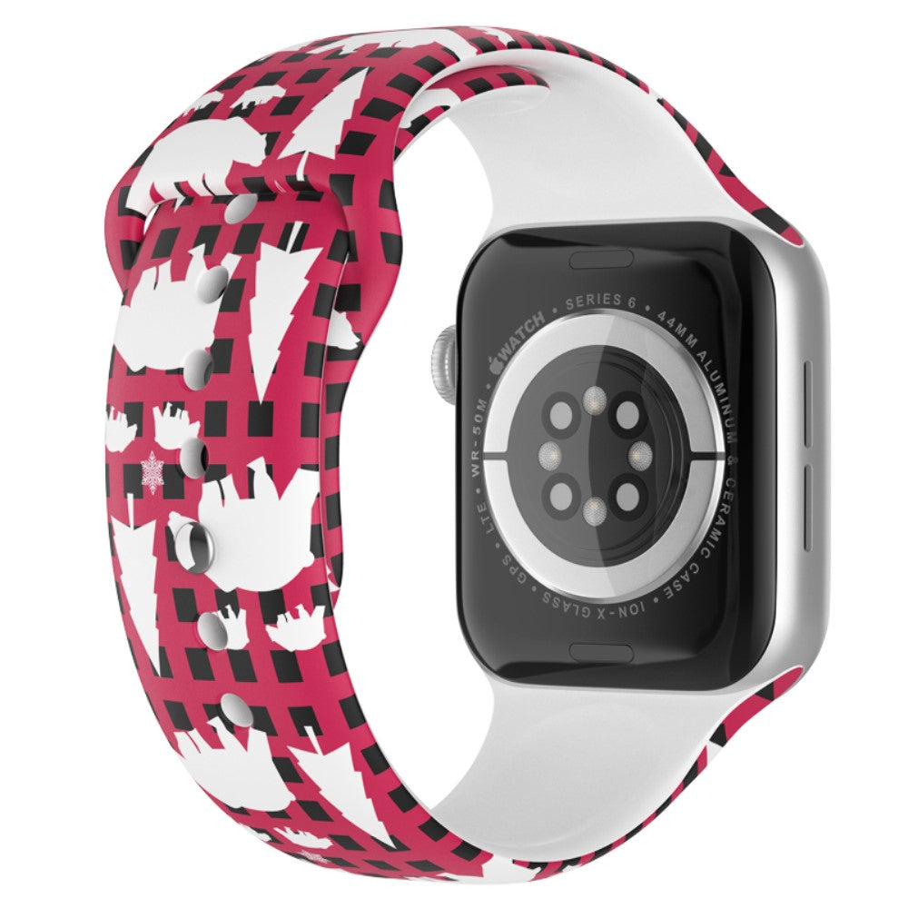 Fed Apple Watch Series 7 41mm Silikone Rem - Størrelse: L - Rød#serie_2