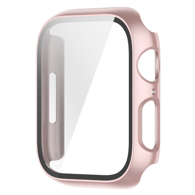 Fint Apple Watch Series 7 41mm Cover med Skærmbeskytter i Plastik og Hærdet Glas - Pink#serie_6