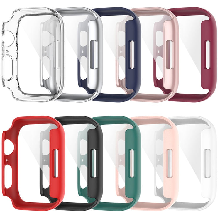 Rigtigt Flot Apple Watch Series 7 41mm Cover med Skærmbeskytter i Plastik og Hærdet Glas - Pink#serie_9