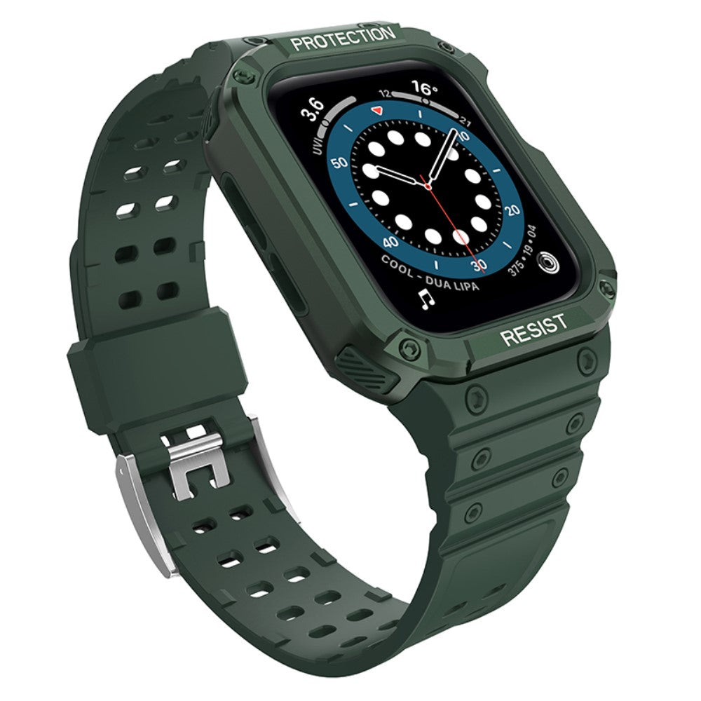 Smuk Apple Watch Series 7 41mm Plastik og Silikone Rem - Grøn#serie_1
