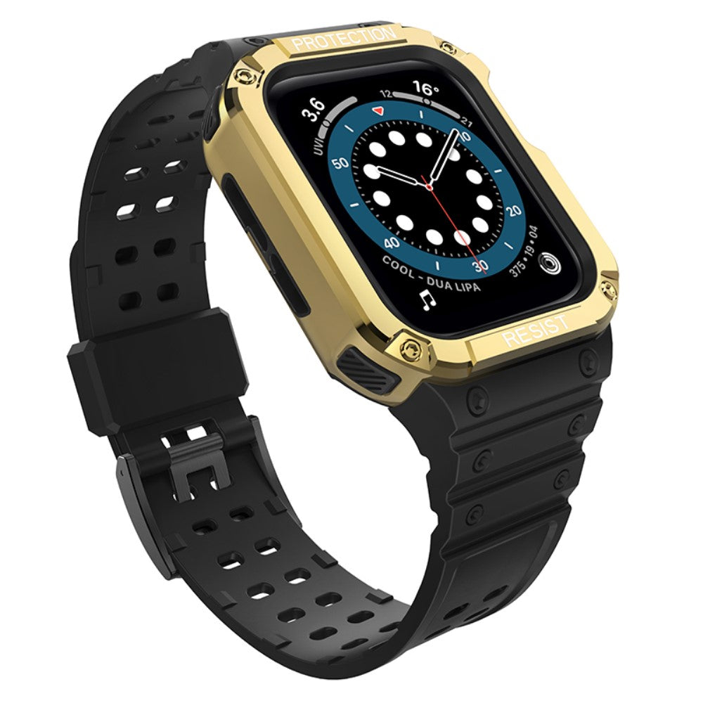 Smuk Apple Watch Series 7 41mm Plastik og Silikone Rem - Guld#serie_10
