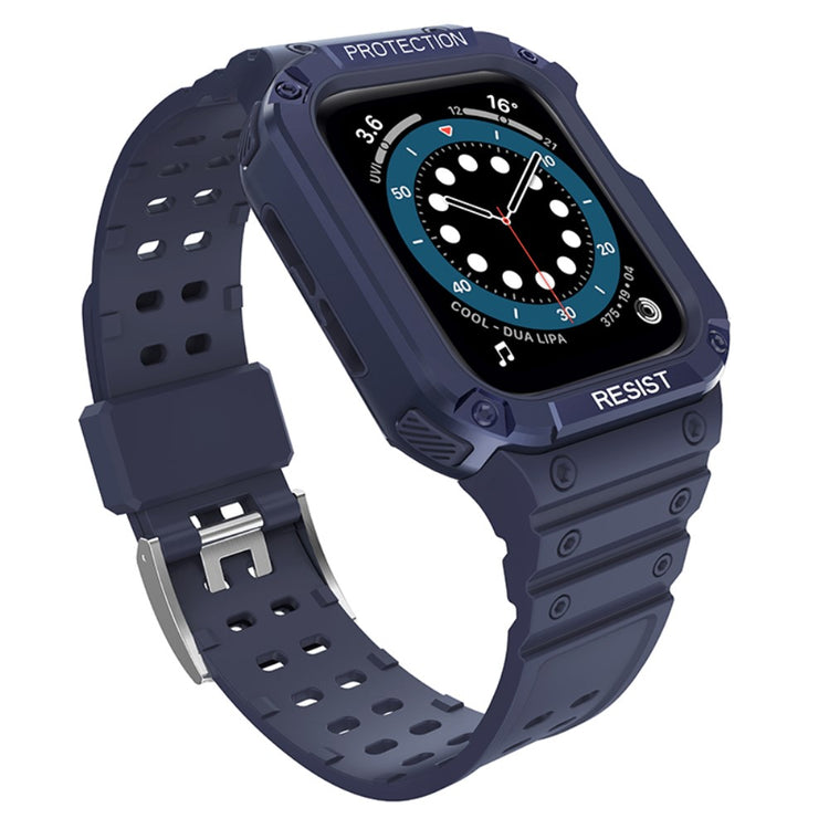 Smuk Apple Watch Series 7 41mm Plastik og Silikone Rem - Blå#serie_12