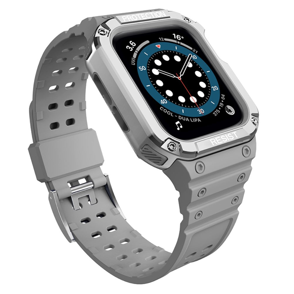 Smuk Apple Watch Series 7 41mm Plastik og Silikone Rem - Sølv#serie_4