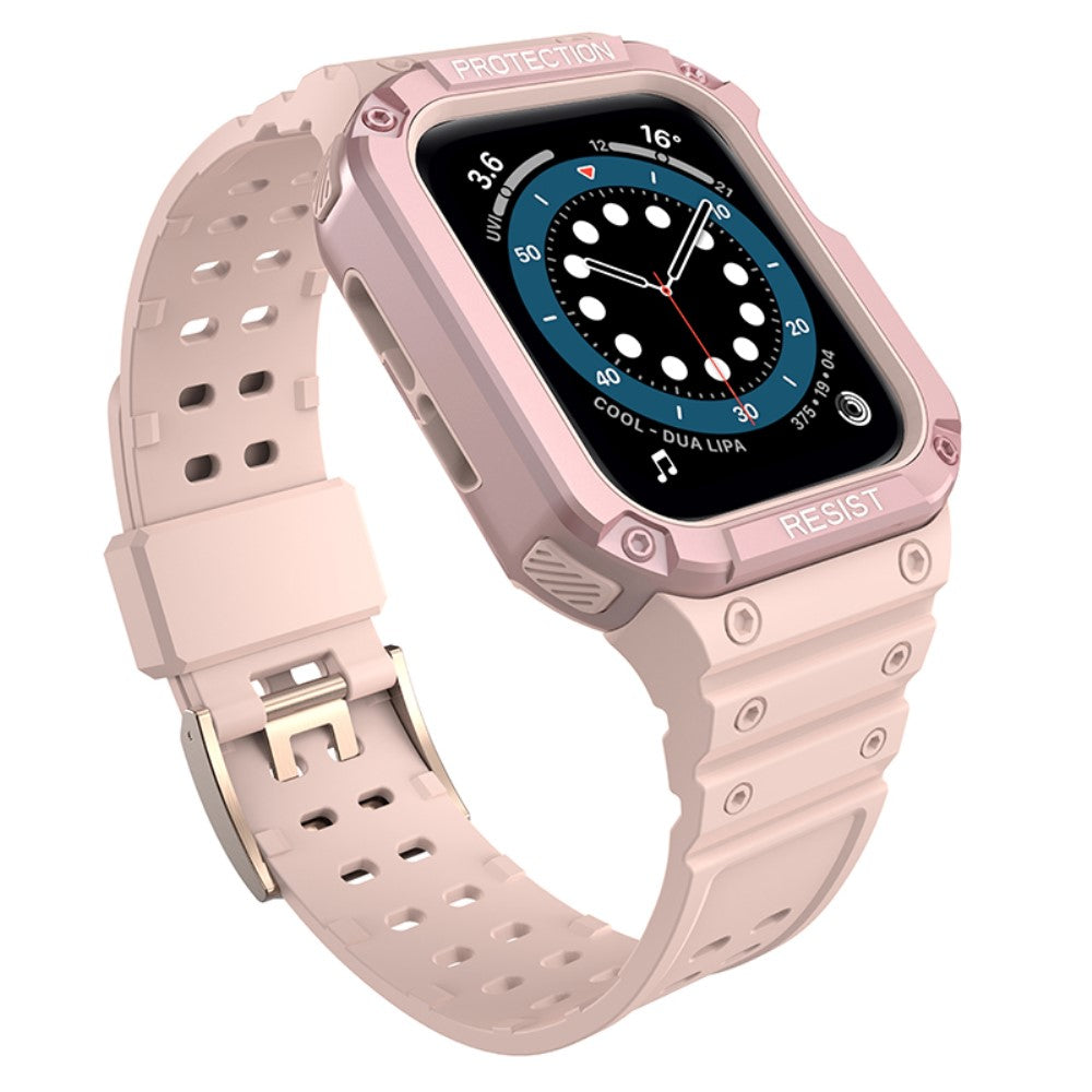 Smuk Apple Watch Series 7 41mm Plastik og Silikone Rem - Pink#serie_5