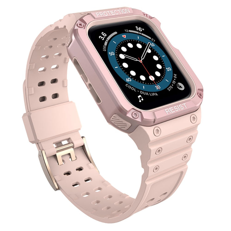 Smuk Apple Watch Series 7 41mm Plastik og Silikone Rem - Pink#serie_5