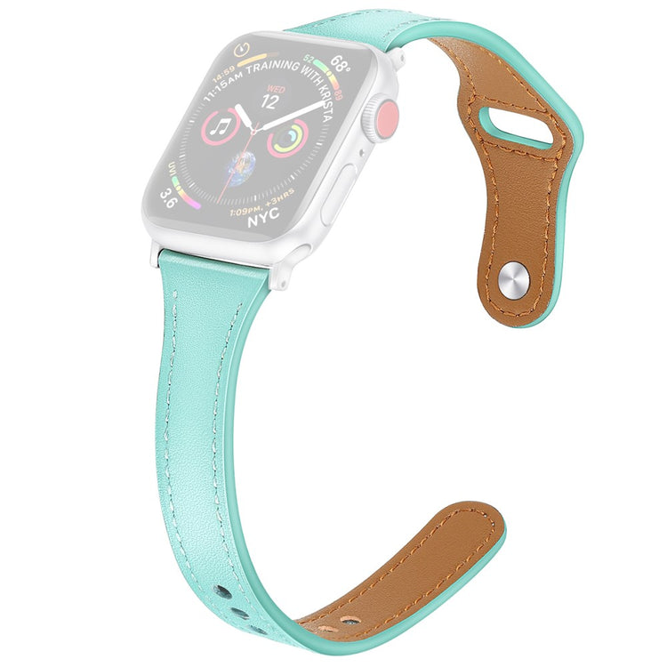 Vildt slidstærk Apple Watch Series 7 41mm Ægte læder Rem - Størrelse: L - Grøn#serie_3