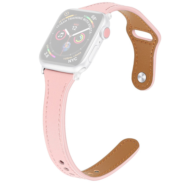 Vildt slidstærk Apple Watch Series 7 41mm Ægte læder Rem - Størrelse: L - Pink#serie_5