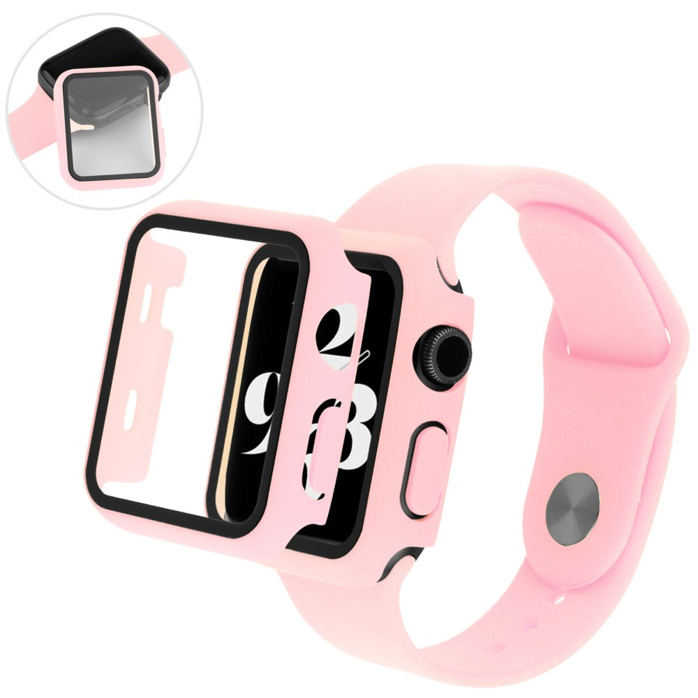 Apple Watch Series 7 41mm Silikone Cover med Rem og Hærdet Glas - Pink#serie_7