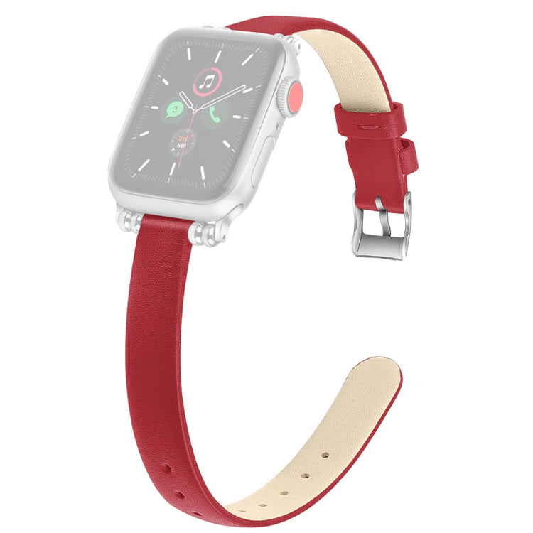 Mega sejt Apple Watch Series 7 41mm Ægte læder Rem - Størrelse: L - Rød#serie_5