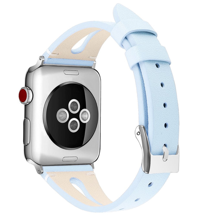 Rigtigt fint Apple Watch Series 7 41mm Ægte læder Rem - Blå#serie_10