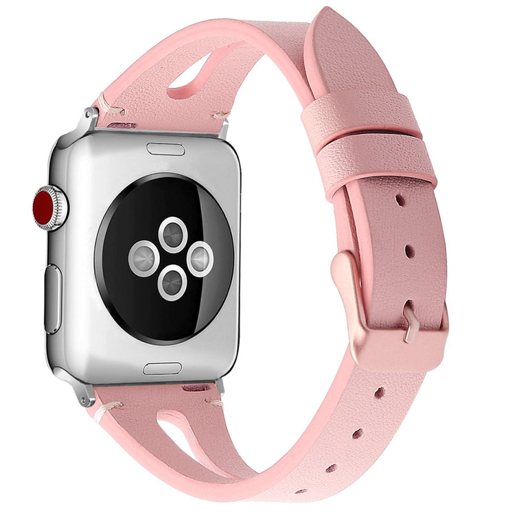 Rigtigt fint Apple Watch Series 7 41mm Ægte læder Rem - Pink#serie_5