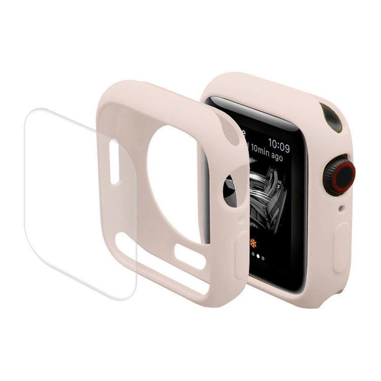 Super Flot Apple Watch Series 7 41mm Cover med Skærmbeskytter i Silikone - Pink#serie_4