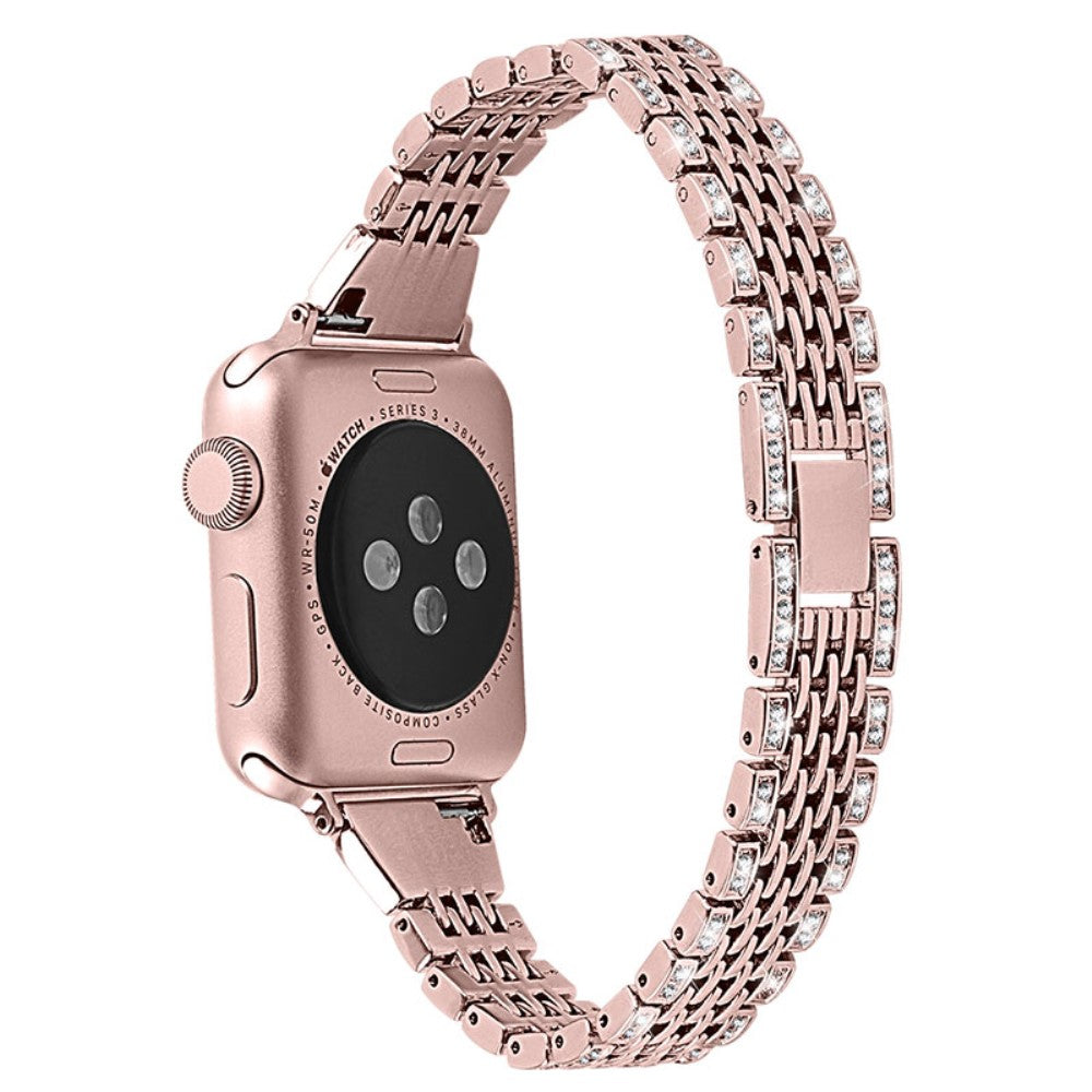 Vildt flot Apple Watch Series 7 41mm Metal og Rhinsten Rem - Pink#serie_2