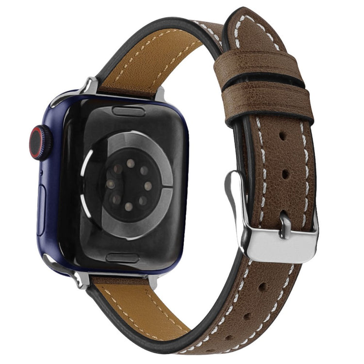 Rigtigt godt Apple Watch Series 7 41mm Ægte læder Rem - Brun#serie_1