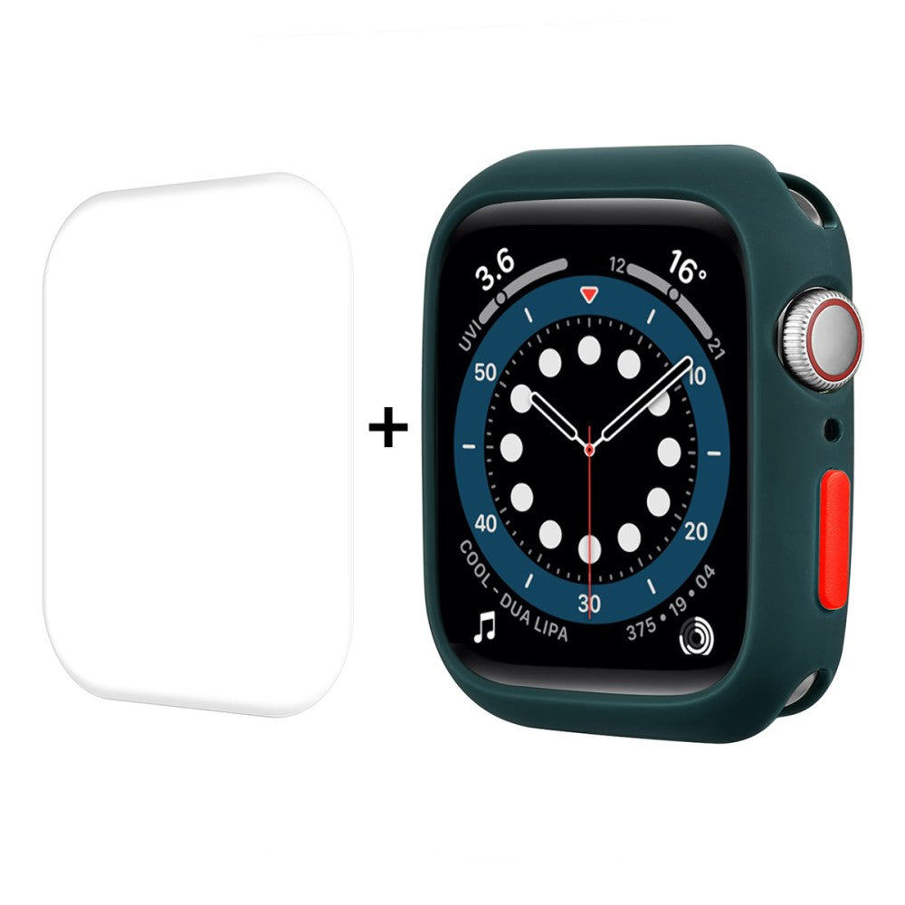 Vildt Fed Apple Watch Series 7 41mm Cover med Skærmbeskytter i Silikone - Grøn#serie_7