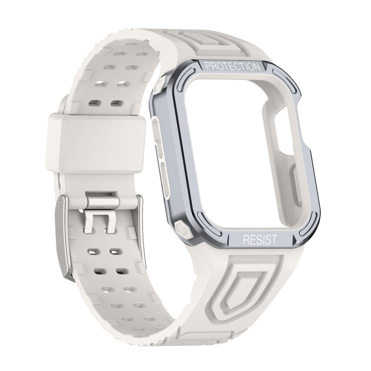 Apple Watch Series 7 41mm Plastik Rem med Etui - Sølv#serie_12