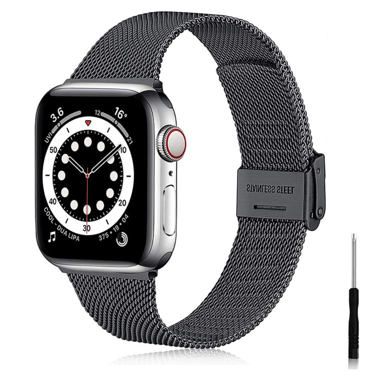 Rigtigt elegant Apple Watch Series 7 41mm Metal Rem - Sort#serie_1