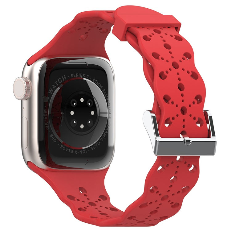 Super slidstærk Apple Watch Series 7 41mm Silikone Rem - Rød#serie_7