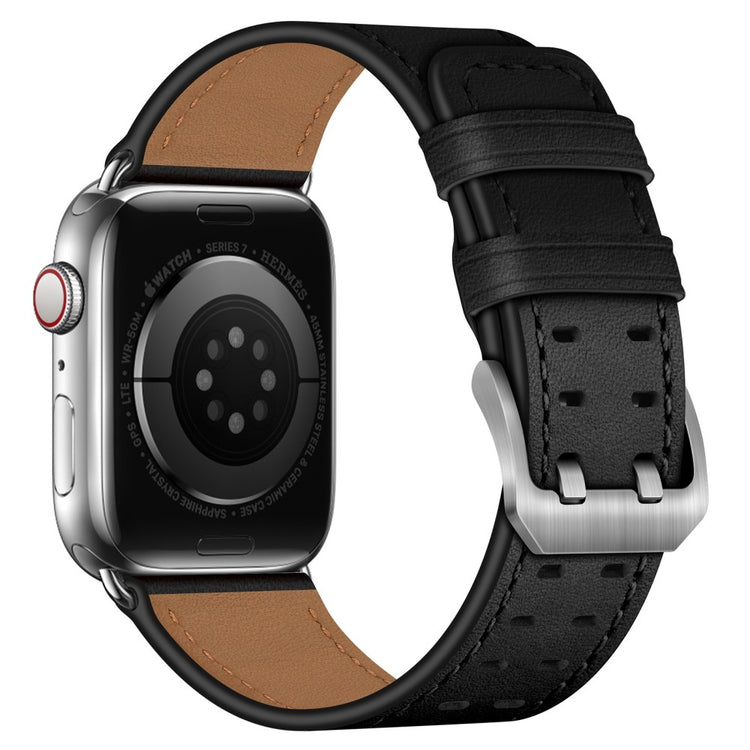 Vildt nydelig Apple Watch Series 7 41mm Ægte læder Rem - Sort#serie_2