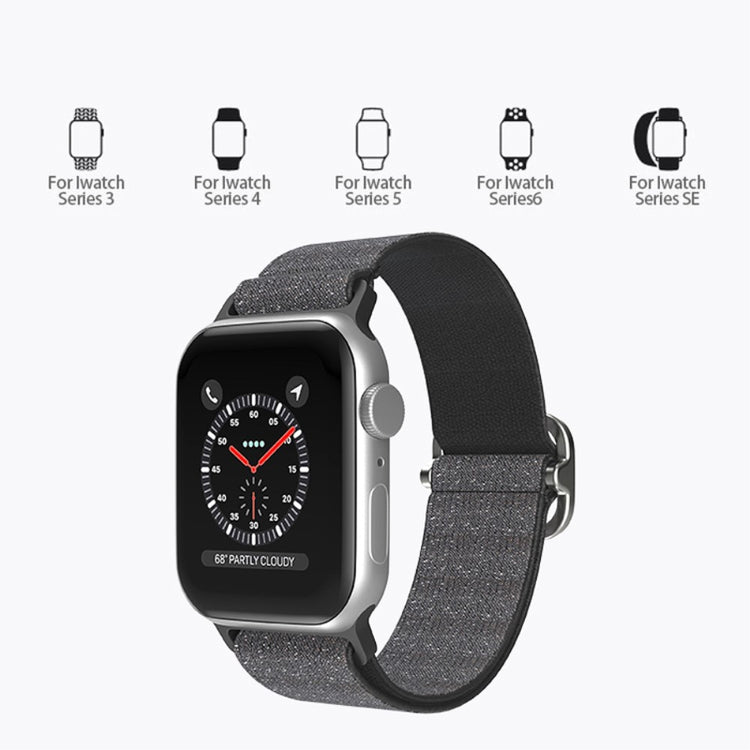 Meget holdbart Apple Watch Series 7 41mm Stof Urrem - Sort#serie_2