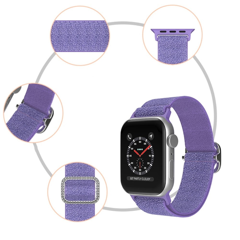 Meget holdbart Apple Watch Series 7 41mm Stof Urrem - Sølv#serie_5