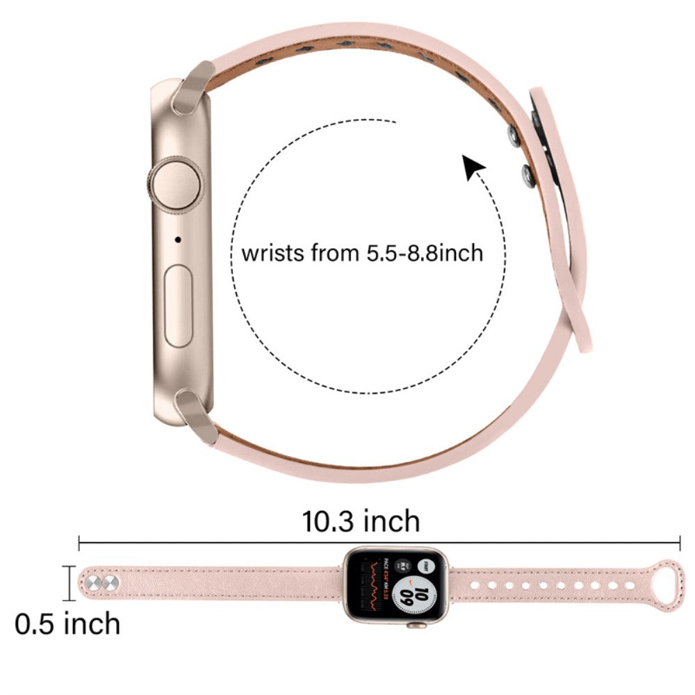 Meget fint Universal Apple Ægte læder Urrem - Pink#serie_6