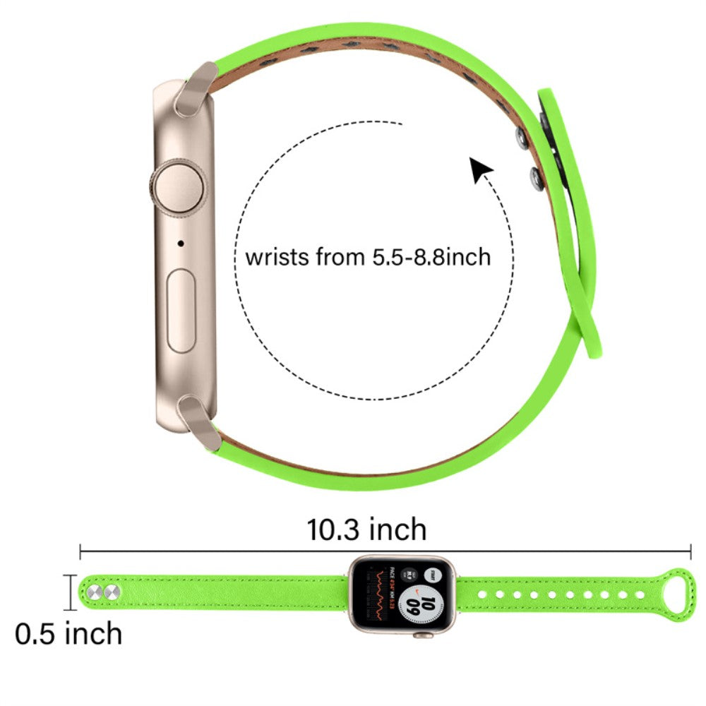 Meget fint Universal Apple Ægte læder Urrem - Grøn#serie_9