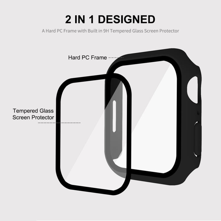 Godt Apple Watch Series 7 45mm Cover med Skærmbeskytter i Plastik og Hærdet Glas - Gennemsigtig#serie_1