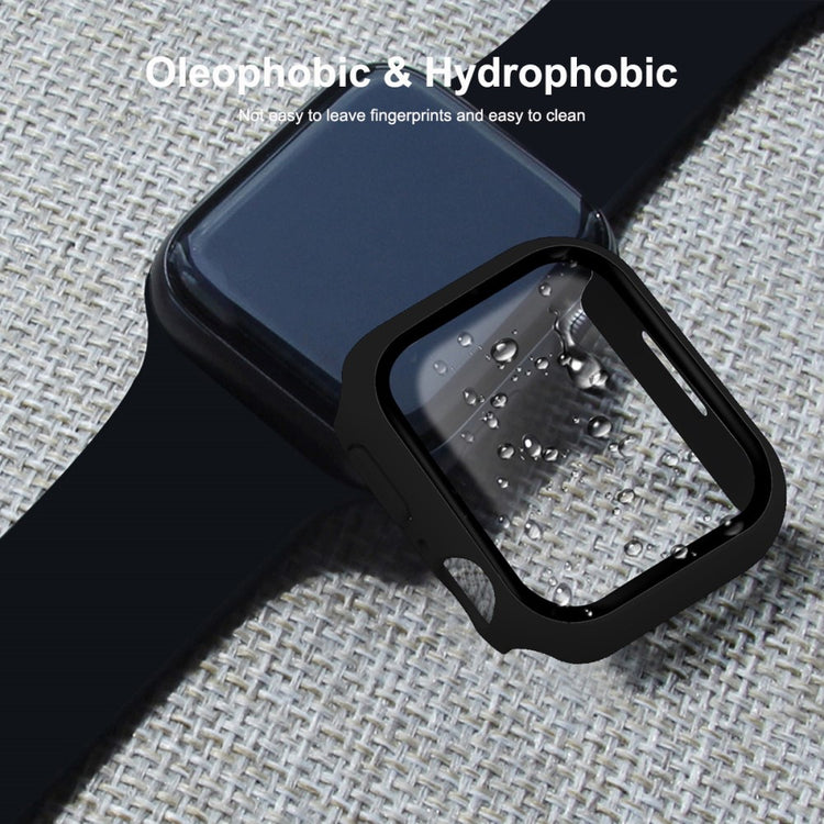 Godt Apple Watch Series 7 45mm Cover med Skærmbeskytter i Plastik og Hærdet Glas - Pink#serie_5