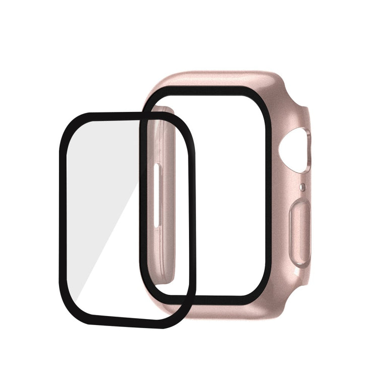 Vildt Godt Apple Watch Series 7 45mm Cover med Skærmbeskytter i Plastik og Hærdet Glas - Pink#serie_10