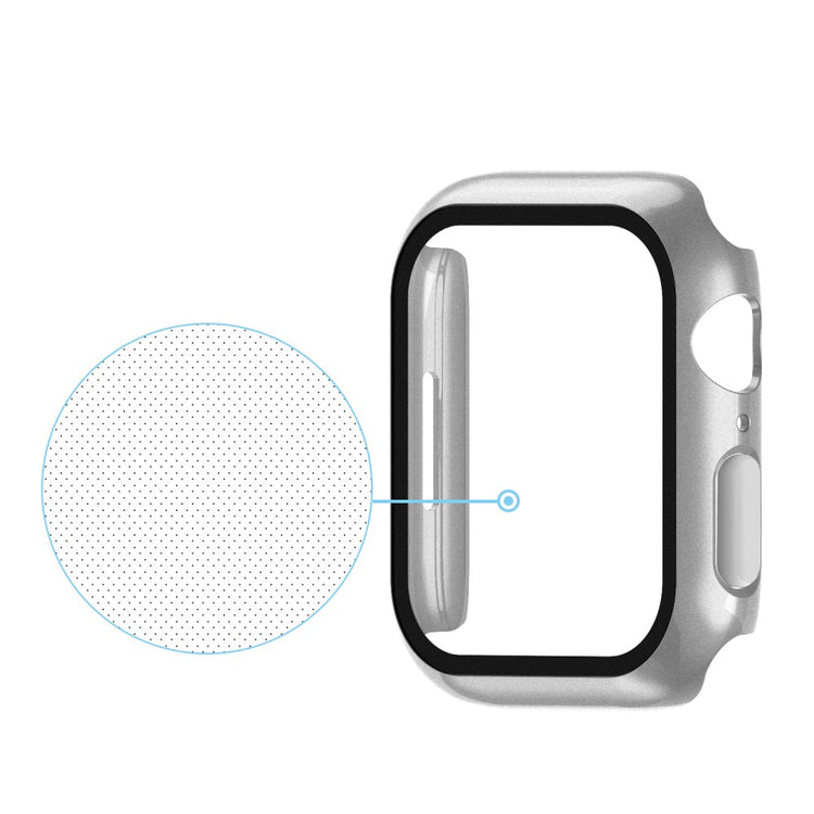 Vildt Godt Apple Watch Series 7 45mm Cover med Skærmbeskytter i Plastik og Hærdet Glas - Sølv#serie_12