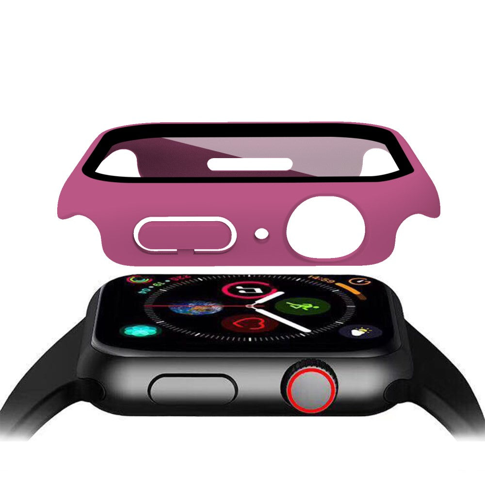 Vildt Godt Apple Watch Series 7 45mm Cover med Skærmbeskytter i Plastik og Hærdet Glas - Pink#serie_13