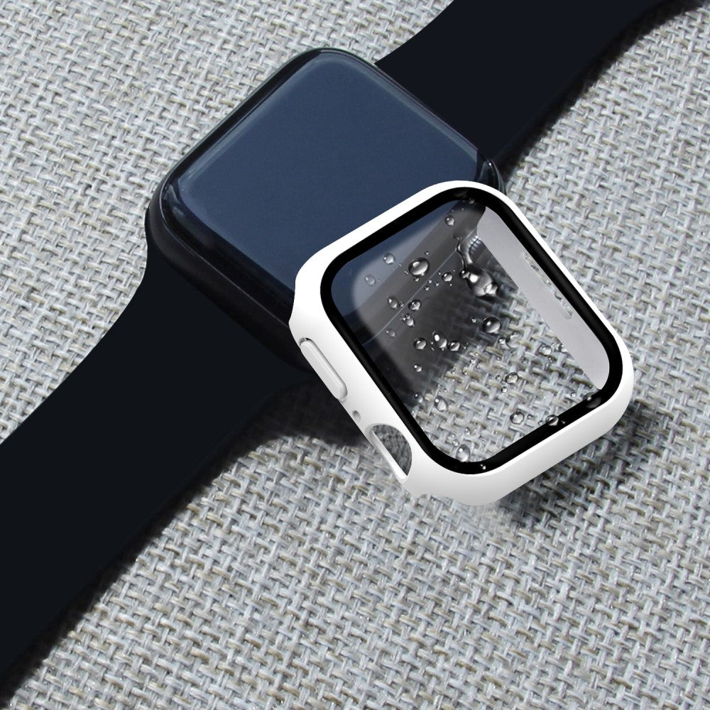 Vildt Godt Apple Watch Series 7 45mm Cover med Skærmbeskytter i Plastik og Hærdet Glas - Hvid#serie_2