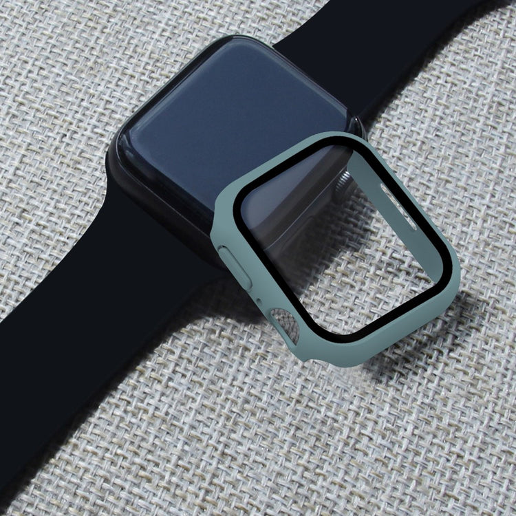 Vildt Godt Apple Watch Series 7 45mm Cover med Skærmbeskytter i Plastik og Hærdet Glas - Grøn#serie_7
