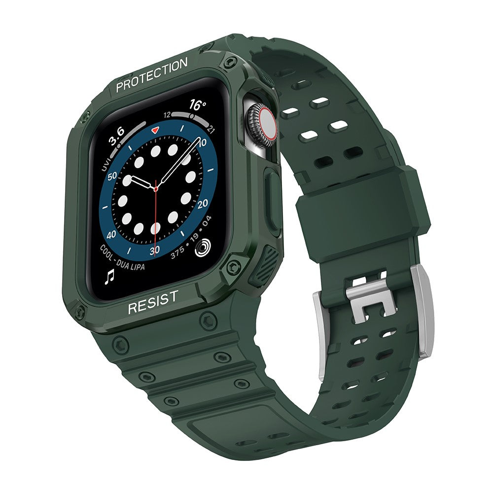 Super holdbart Apple Watch Series 7 45mm Silikone Rem - Grøn#serie_2
