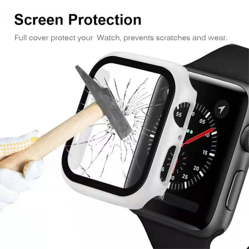 Super Godt Apple Watch Series 7 45mm Cover med Skærmbeskytter i Plastik og Hærdet Glas - Hvid#serie_2