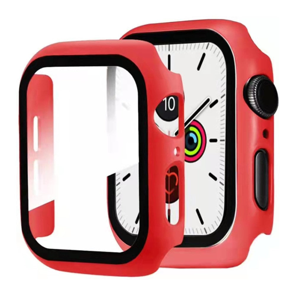 Super Godt Apple Watch Series 7 45mm Cover med Skærmbeskytter i Plastik og Hærdet Glas - Rød#serie_3
