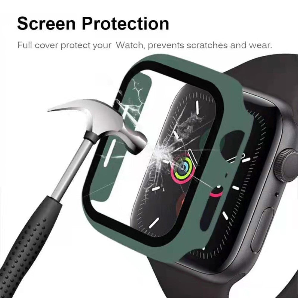 Super Godt Apple Watch Series 7 45mm Cover med Skærmbeskytter i Plastik og Hærdet Glas - Grøn#serie_4