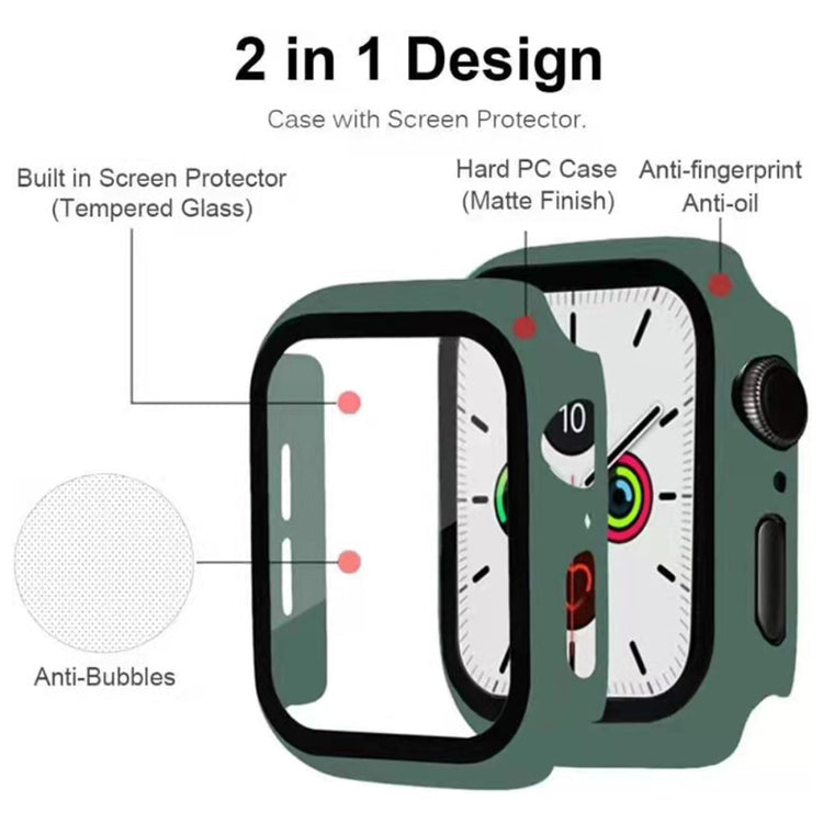 Super Godt Apple Watch Series 7 45mm Cover med Skærmbeskytter i Plastik og Hærdet Glas - Grøn#serie_4