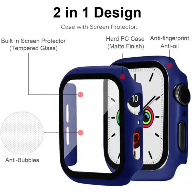 Super Godt Apple Watch Series 7 45mm Cover med Skærmbeskytter i Plastik og Hærdet Glas - Blå#serie_5