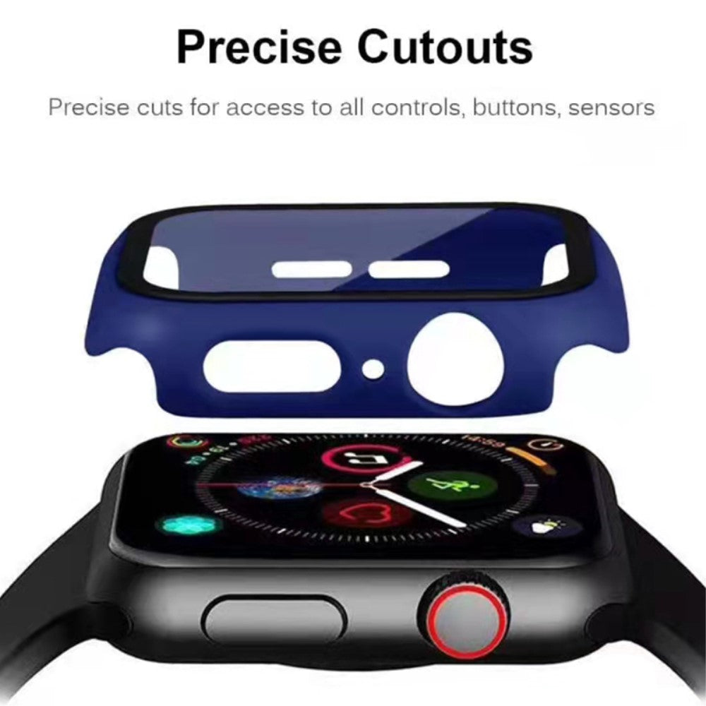 Super Godt Apple Watch Series 7 45mm Cover med Skærmbeskytter i Plastik og Hærdet Glas - Blå#serie_5