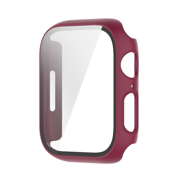 Beskyttende Apple Watch Series 7 45mm Cover med Skærmbeskytter i Plastik og Hærdet Glas - Rød#serie_5